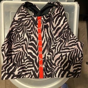 CycleBar Zebra Print Crop Top Longline Bra Small